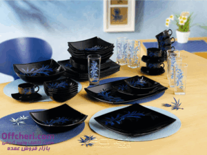 سرویس آرکوپال  38 پارچه پالم سیاه palm blue black