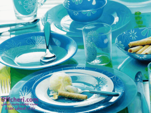سرویس آرکوپال 38پارچه گرافیک آبی  graphic_flowers_blue