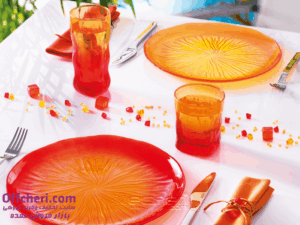 خرید و قیمت سرویس لومینارک فرانسه38 پارچه soleil-Red-Yellow