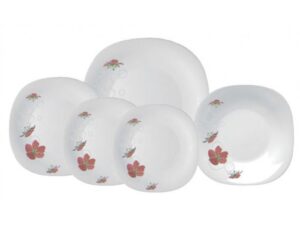 سرویس آرکوپال بورمیولی 26 پارچه مربع مدل آیکومی صورتی  BORMIOLI PARMA 26 PCS DINNERWARE SET