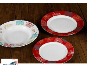 سرویس آرکوپال 26 پارچه بورمیولی گرد مدل فلورانس قرمز - Bormioli Dinnerware Set