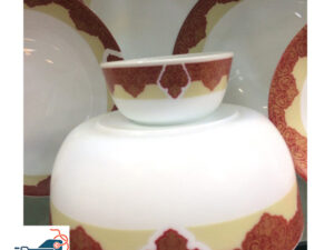 سرویس آرکوپال 26 پارچه بورمیولی گرد مدل اطلسی قرمز - Bormioli Dinnerware Set