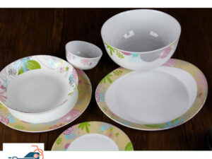 سرویس آرکوپال 26 پارچه بورمیولی گردمدل هلما شکلاتی - Bormioli Dinnerware Set