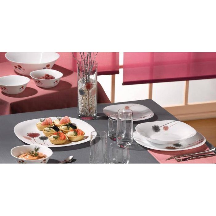 سرویس 26 پارچه غذاخوری بورمیولی مربع مدل دندلیون - Bormioli Dandelion Dinnerware Sets
