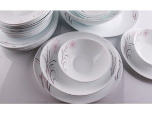 سرویس آرکوپال بورمیولی 26 پارچه بیضی مدل قاصدک صورتی - BORMIOLI PROMETEO 26 PCS DINNERWARE SET