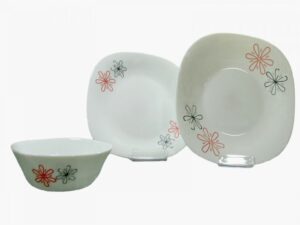 سرویس آرکوپال بورمیولی 26 پارچه مربع مدل 100 قرمز - BORMIOLI PARMA 26 PCS DINNERWARE SET1