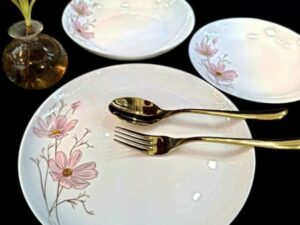 خرید و قیمت سرویس آرکوپال ۶ نفره ۲۶پارچه طرح ژالین صورتی گلدن اپال